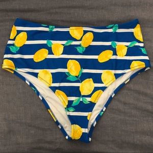 AERIE LEMON STRIPE HIGH WAISTED CHEEKY BOTTOMS -XL